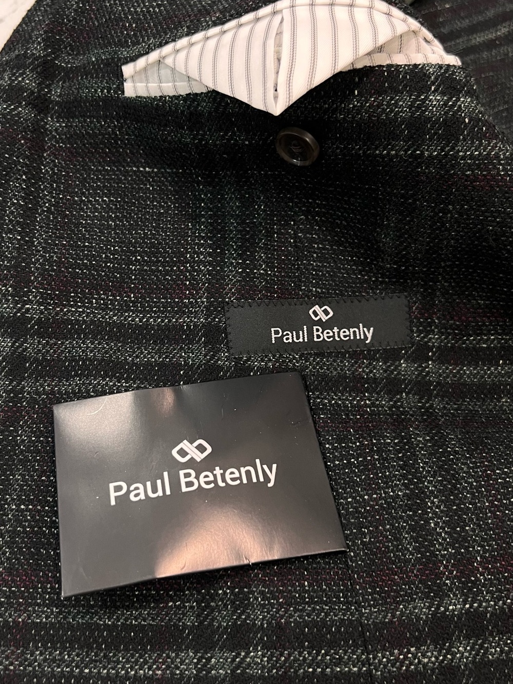 Paul Betenly Layton Sport Coat Men's Charcoal Jade Green Windowpane Blazer 42R - Picture 2 of 15